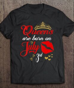 Womens Red Lips Queens Are Born On July 3Rd Cancer Birthday Girl V Neck 1