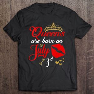 Womens Red Lips Queens Are Born On July 3Rd Cancer Birthday Girl V-Neck