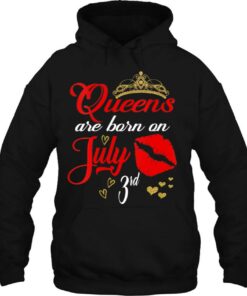Womens Red Lips Queens Are Born On July 3Rd Cancer Birthday Girl V Neck 3