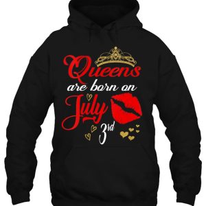 Womens Red Lips Queens Are Born On July 3Rd Cancer Birthday Girl V Neck 3