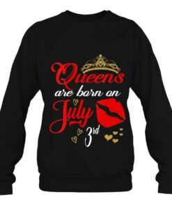 Womens Red Lips Queens Are Born On July 3Rd Cancer Birthday Girl V Neck 4