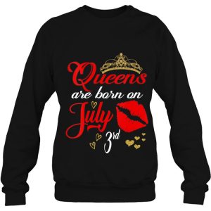 Womens Red Lips Queens Are Born On July 3Rd Cancer Birthday Girl V Neck 4