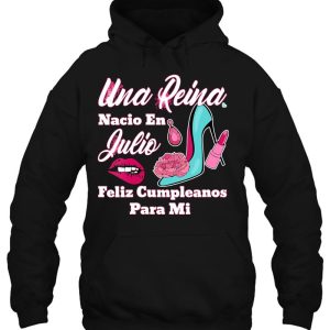 Womens Una Reina Nacio En Julio Feliz Cumpleanos Para Mi V Neck 3