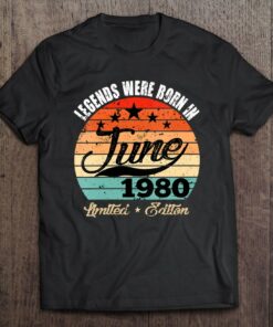 Womens Vintage 42Nd Birthday Legends Were Born In June 1980 Retro 1