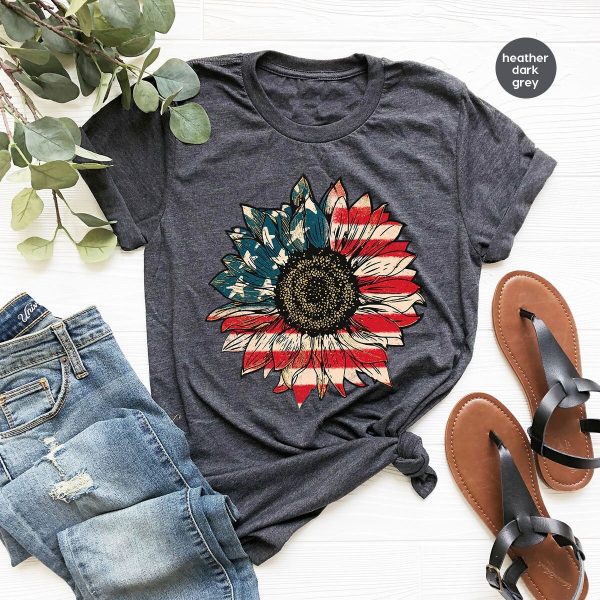 4th Of July USA Flag America Sunflower Independence Shirt