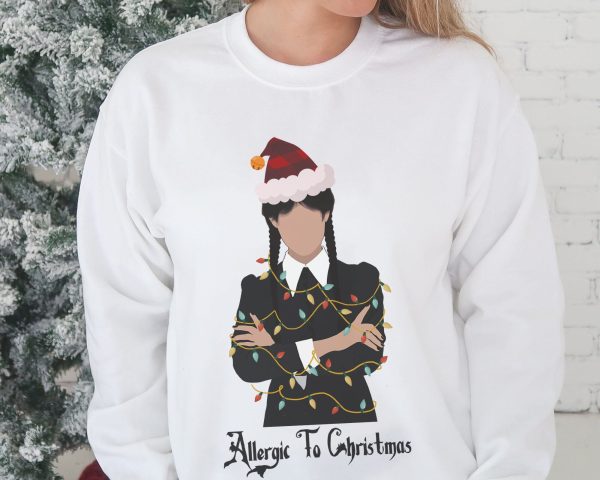 Allergic To Christmas Wednesday Addams Retro Family Sweatshirt Shirt