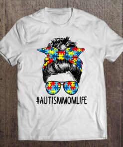 Autism Awareness Autism Mom Life Messy Hair Bun Mothers Day Premium 1