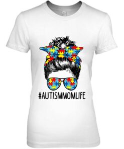 Autism Awareness Autism Mom Life Messy Hair Bun Mothers Day Premium 2