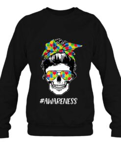 Autism Awareness Mom Life Skull Autism Mom Mama Womens 4