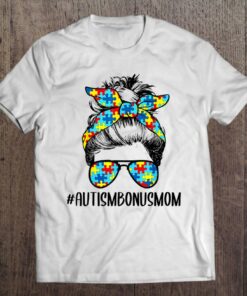 Autism Bonus Mom Life Messy Bun Glasses Bandana Mother'S Day 1