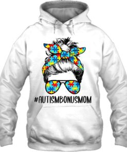 Autism Bonus Mom Life Messy Bun Glasses Bandana Mother'S Day 3