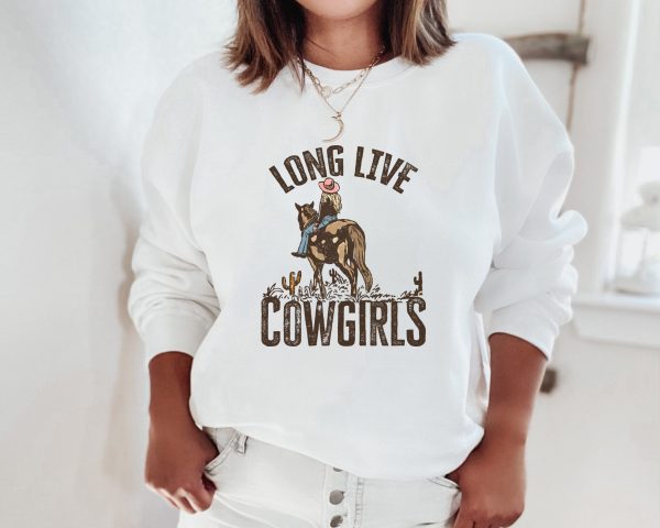 Country Girl Long Live Cowgirls Western Desert Cactus Sweatshirt