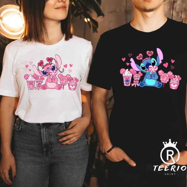 Couple Stitch Snacks Valentine Disneyland Trending Gift Shirt