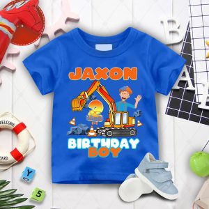 Custom Name And Age Blippi Birthday Boy Excavato Shirt