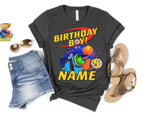 Custom Nerf Gun Birthday Boy Theme Shirt