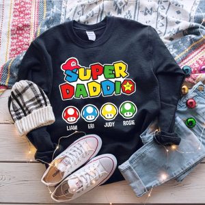 Custom Super Daddio Funny Gamer Dad Tee Best Daddy Ever Shirt