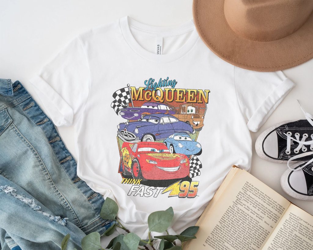 Disney Pixar Cars Lightning McQueen Palm Tree Sunset T Shirt