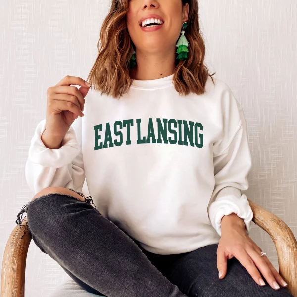 East Lansing Michigan Collegiate Forest Green Sweatshirt