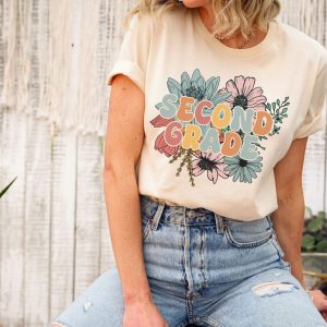 Elementary School Floral 2nd Grade Teacher Shirt