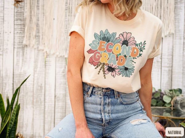 Elementary School Floral 2nd Grade Teacher Shirt