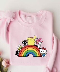 Family Matching Hello Cat And Friends Rainbow Shirt 1