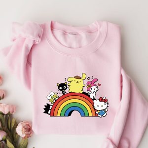 Family Matching Hello Cat And Friends Rainbow Shirt