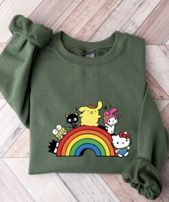 Family Matching Hello Cat And Friends Rainbow Shirt 1 Family Matching Hello Cat And Friends Rainbow Shirt 2