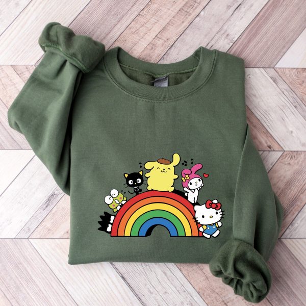 Family Matching Hello Cat And Friends Rainbow Shirt