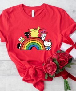 Family Matching Hello Cat And Friends Rainbow Shirt 2 Family Matching Hello Cat And Friends Rainbow Shirt 3
