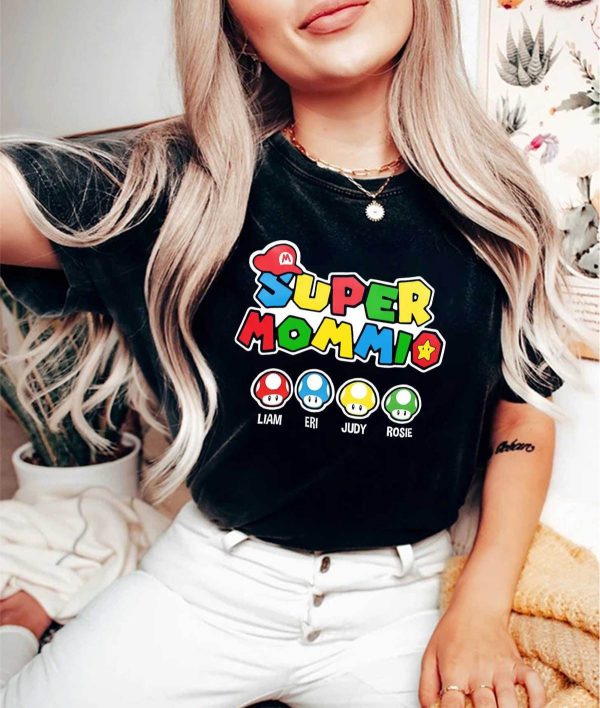 Funny Gamer Custom Super Mommio Birthday Gift T-Shirt