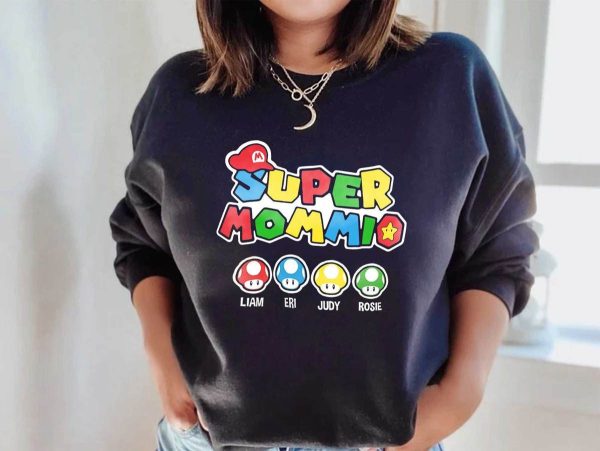 Funny Gamer Custom Super Mommio Birthday Gift T-Shirt
