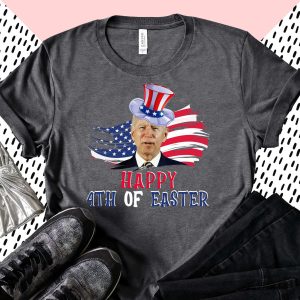 Funny Joe Biden Happy 4th Of Easter Confused July Shirt 3