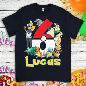 Funny Pikachu Game Cartoon Kids Pokemon Birthday T-shirt