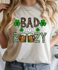 Funny St Patricks Day Bad And Boozy Irish Shirt 2