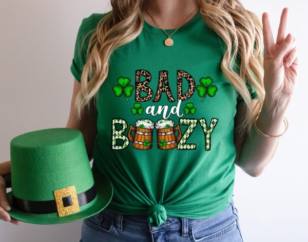 Funny St Patricks Day Bad And Boozy Irish Shirt