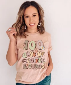 Funny Women Teacher 100 Days Of Coffee And Chaos T-Shirt 2 Funny Women Teacher 100 Days Of Coffee And Chaos T Shirt 3