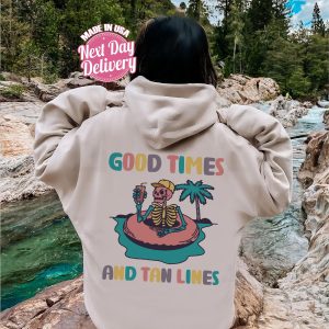 Good Times And Tan Lines Groovy Skeleton Summer Shirt