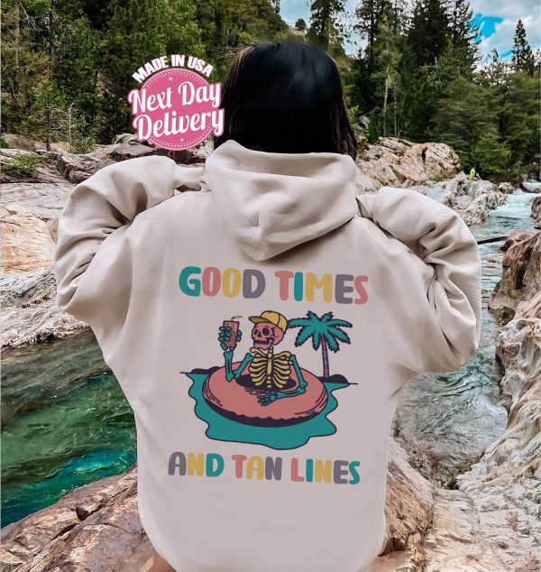 Good Times And Tan Lines Groovy Skeleton Summer Shirt