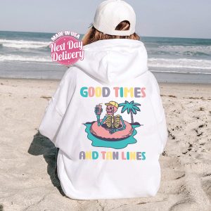 Good Times And Tan Lines Groovy Skeleton Summer Shirt 4