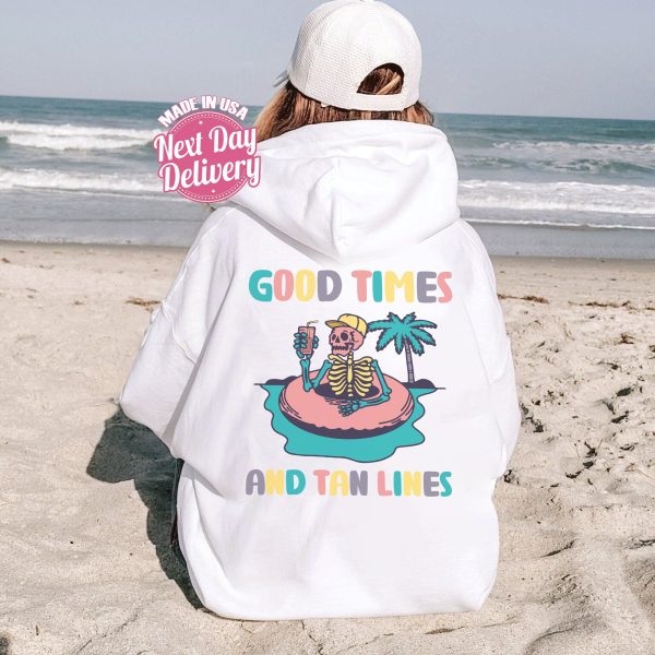 Good Times And Tan Lines Groovy Skeleton Summer Shirt