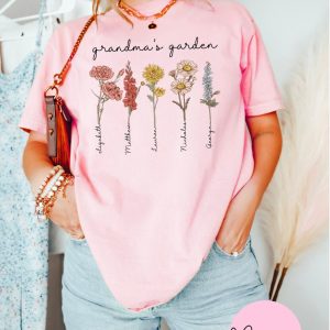 Grandmas Garden Kids Birth Month Flower Mothers Day Shirt