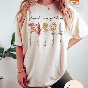 Grandmas Garden Kids Birth Month Flower Mothers Day Shirt 3