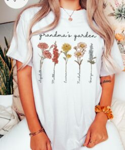 Grandmas Garden Kids Birth Month Flower Mothers Day Shirt 4