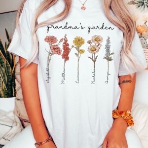 Grandmas Garden Kids Birth Month Flower Mothers Day Shirt 4