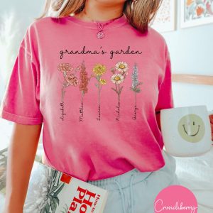 Grandmas Garden Kids Birth Month Flower Mothers Day Shirt 5