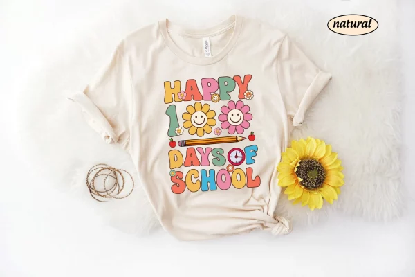 Happy 100 Days Of School Leopard Elementary Teacher Shirt