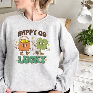 Happy Go Lucky Retro St. Patrick’s Day Shamrock Sweatshirt