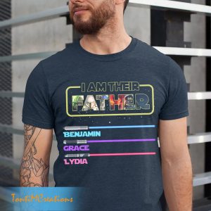 I Am Their Father Personalized Dad With Lightsabers Shirt 3