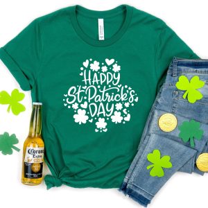 Irish Day Happy St. Patricks With Shamrock Leopard Shirt