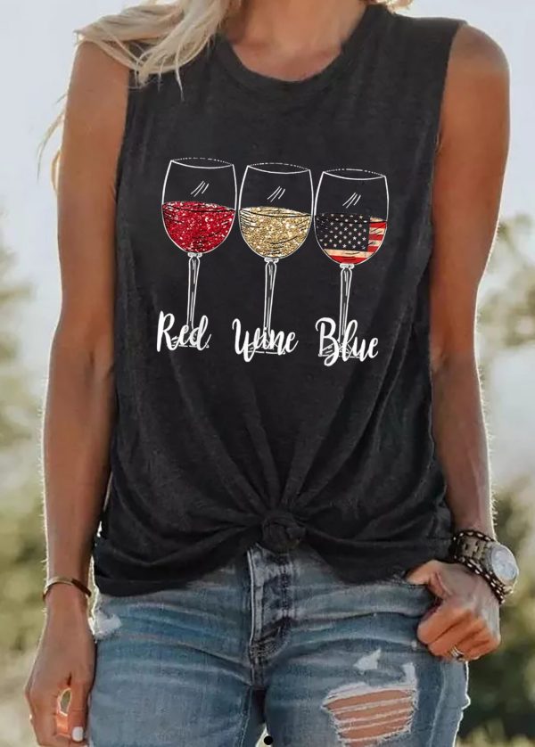 4th Of July Red Wine Blue Patriotic Wine Glasses T Shirt